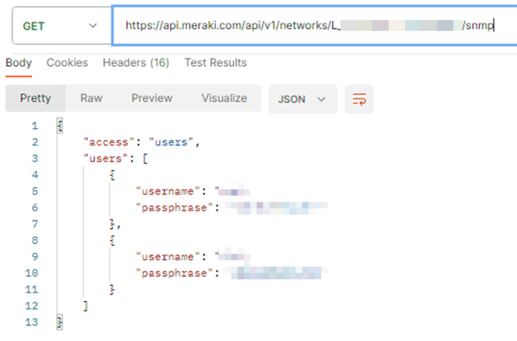 Retrieving sensitive data, such as SNMP secrets, using the exposed tokens