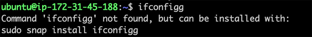 ‘command-not-found’ suggest the malicious ifconfigg package
