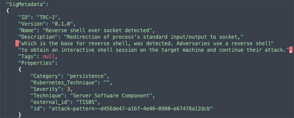 Tracee-rules detected this event as a reverse shell over socket