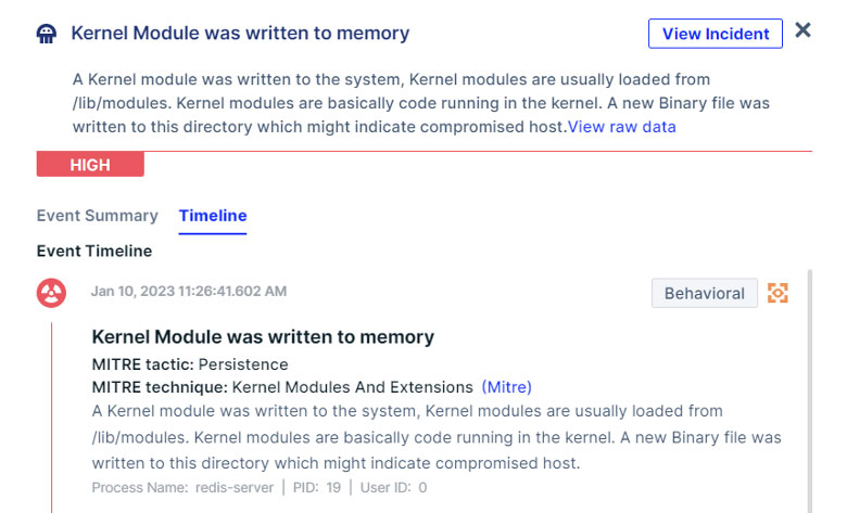 XMRIG malware written and executed in-memory