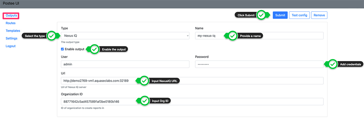 Configuring Outputs in Postee