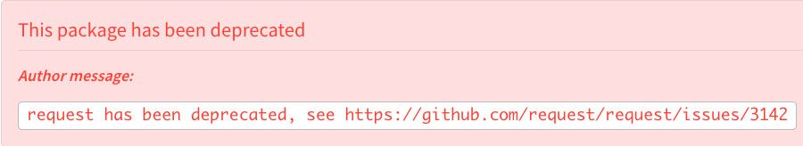 request deprecated message