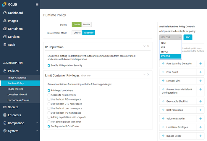 Container runtime policies