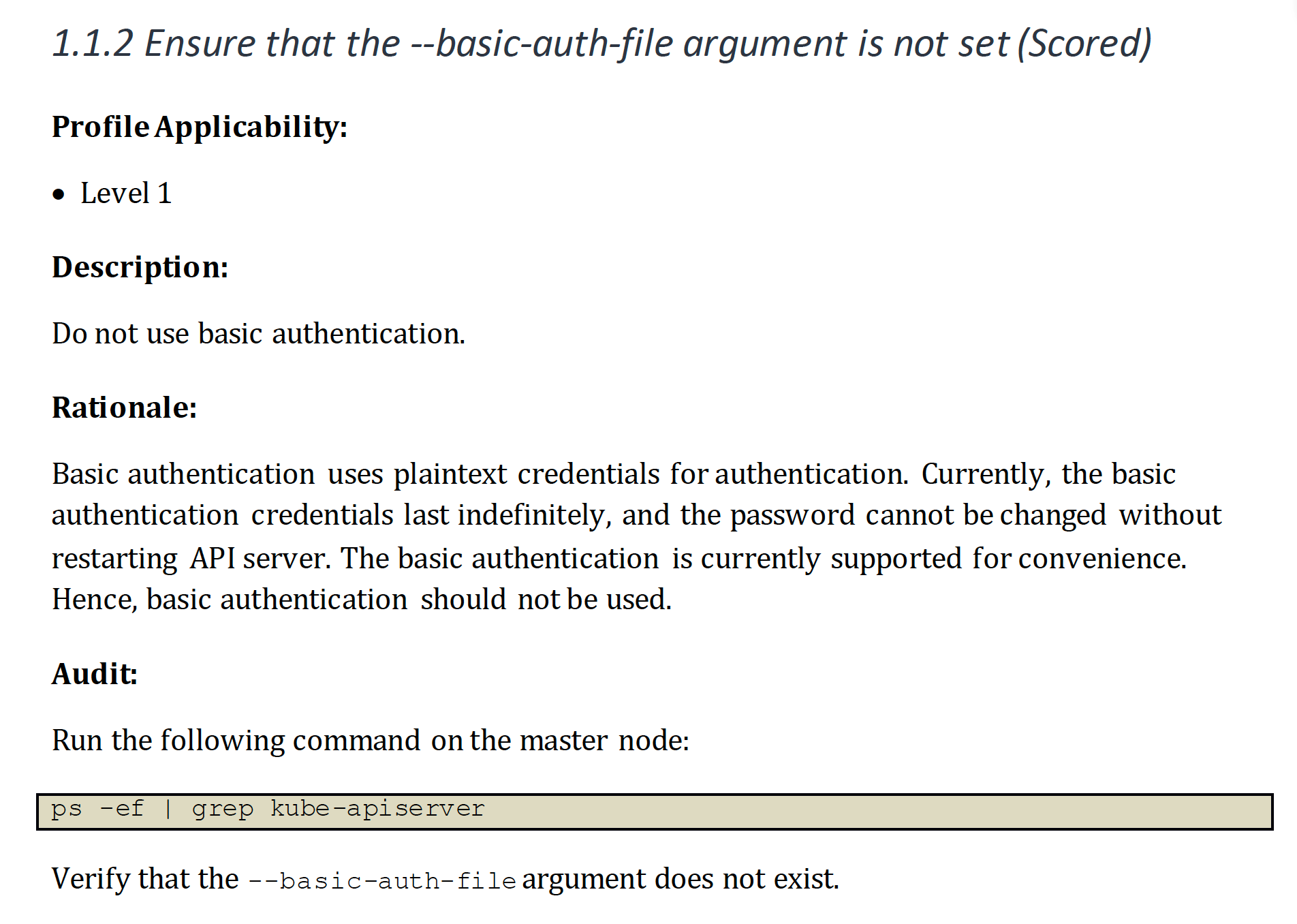 Example of one test from the CIS Kubernetes Benchmark