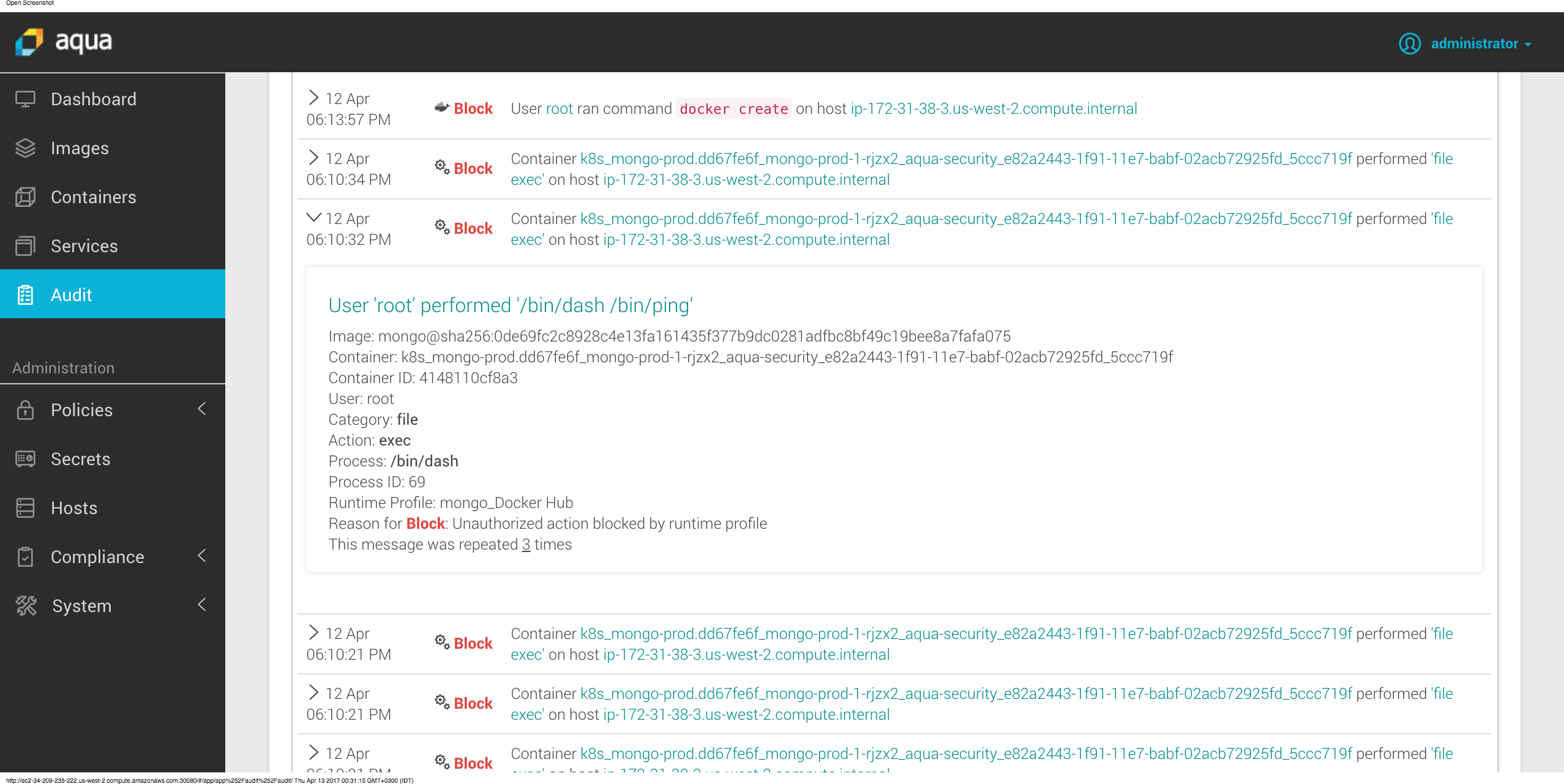 Openshift step 13 - runtime audit.png